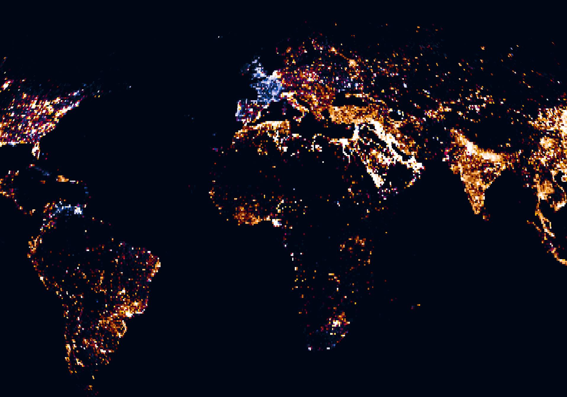 atlas de l'éclairage nocturne vu par satellite