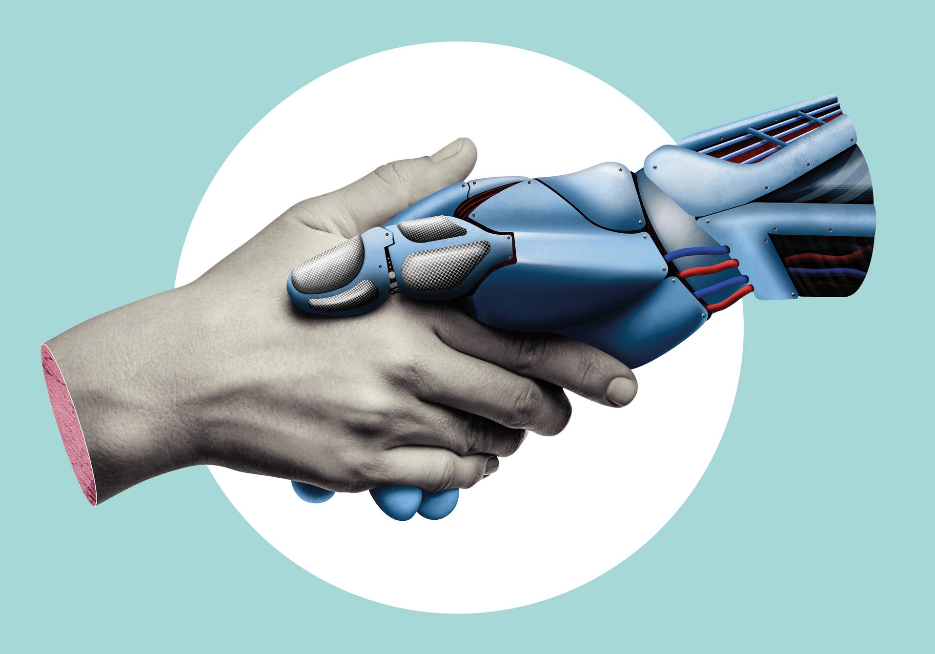 illustration de la rencontre entre l'humain et l'IA