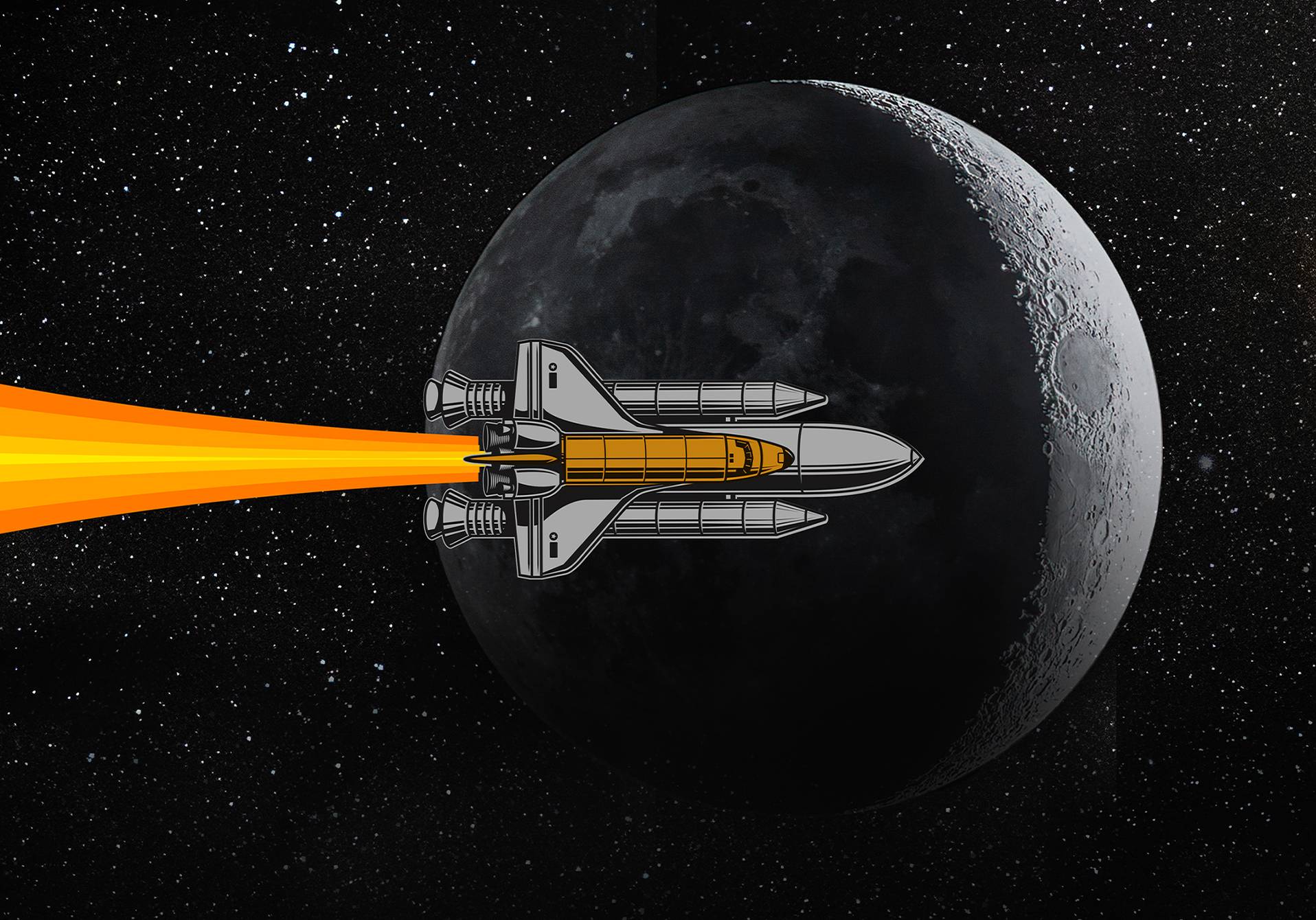 illustration d'une fusée qui se rend sur la Lune