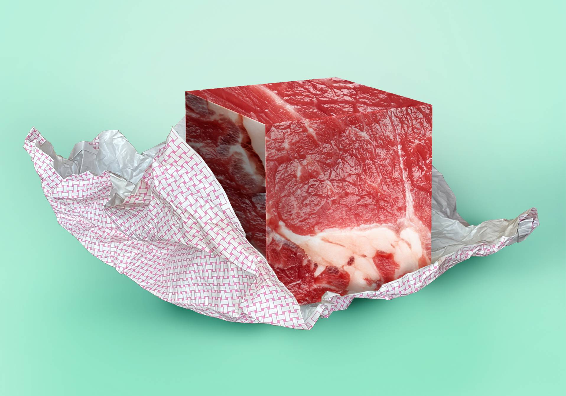 photomontage de viande artificielle