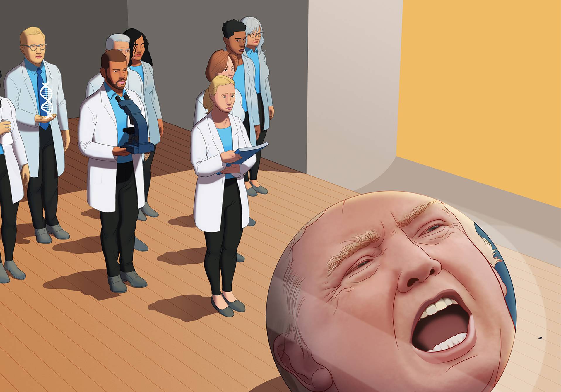 illustration de l'impact de l'élection de Donald Trump sur la science