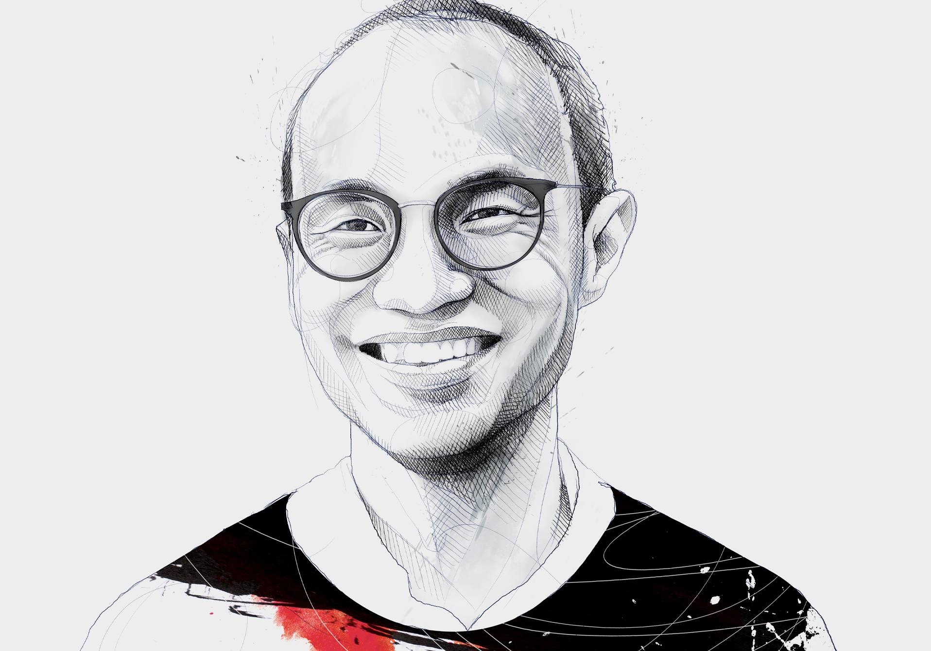 portrait en dessin du neuroscientifique Alan Wong