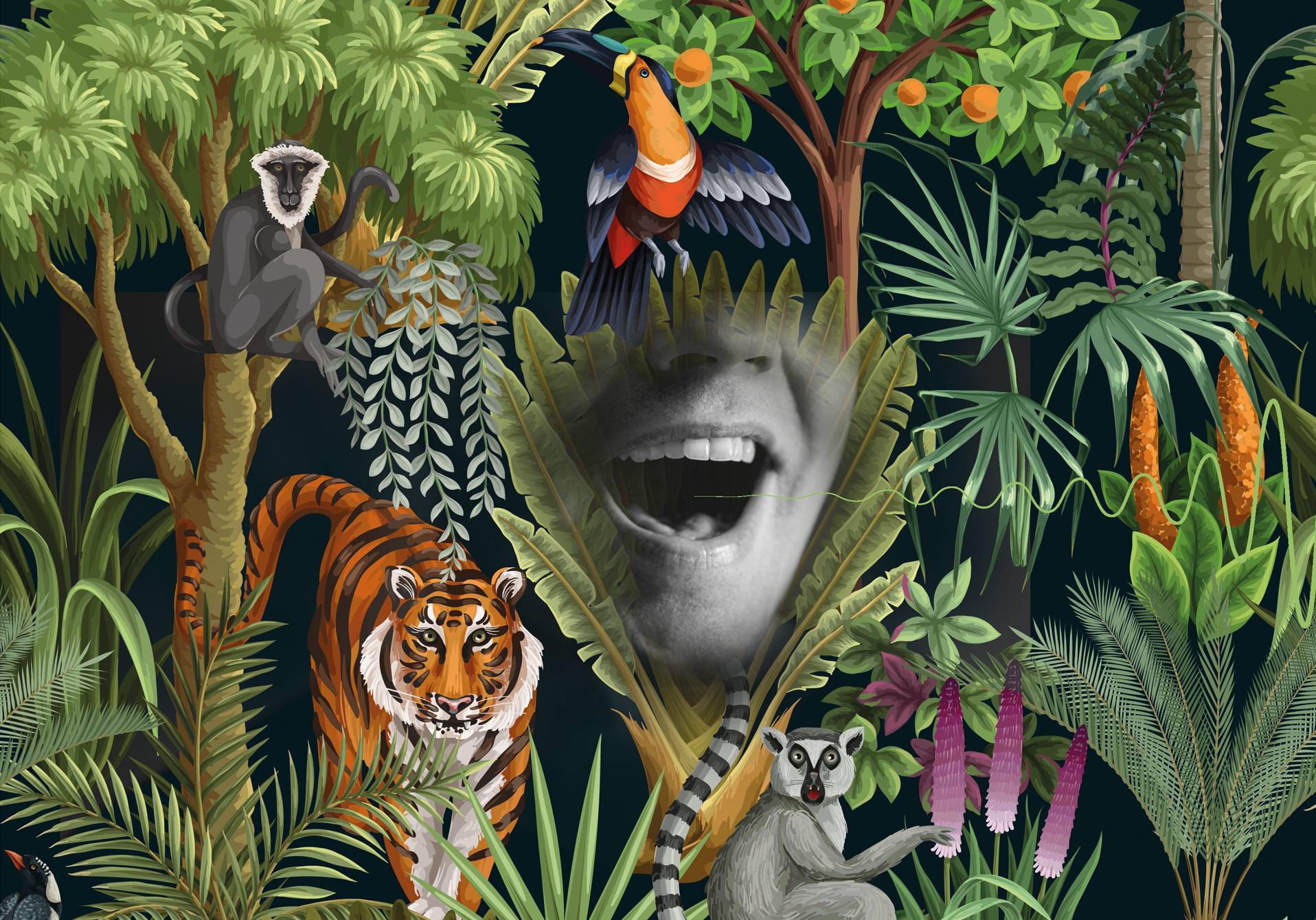 illustration du bruit de la voix des humains dans la jungle