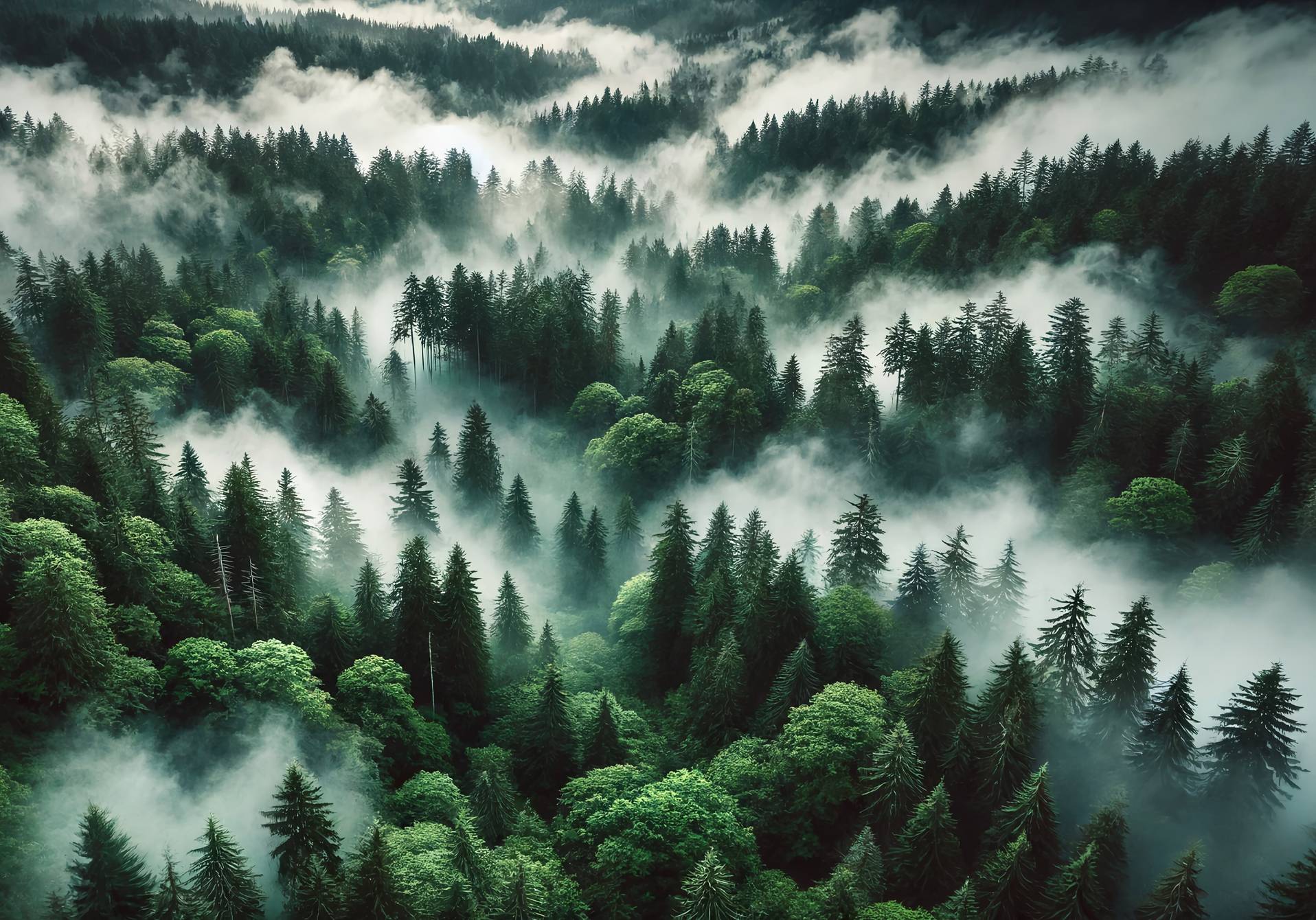 une foret d'arbres à perte de vue